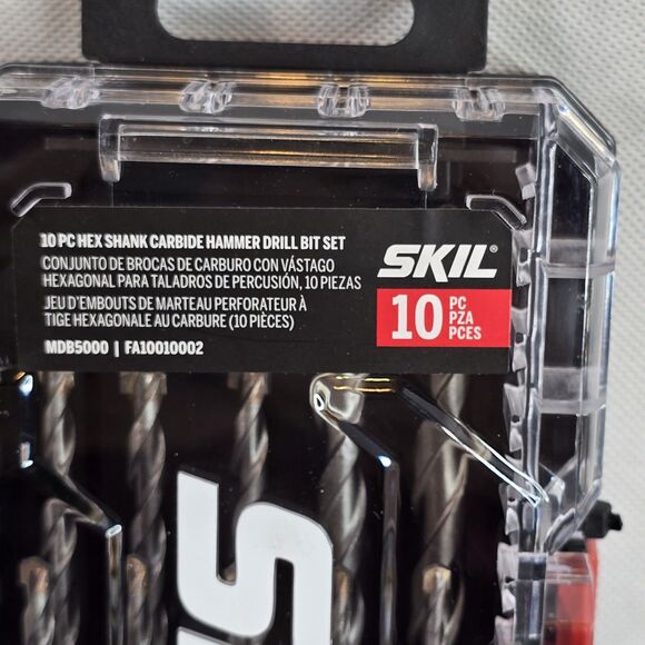 SKIL 10 Piece Hex Shank Carbide Hammer Drill Bit Set MDB5000 Concrete Brick - Picture 3 of 6